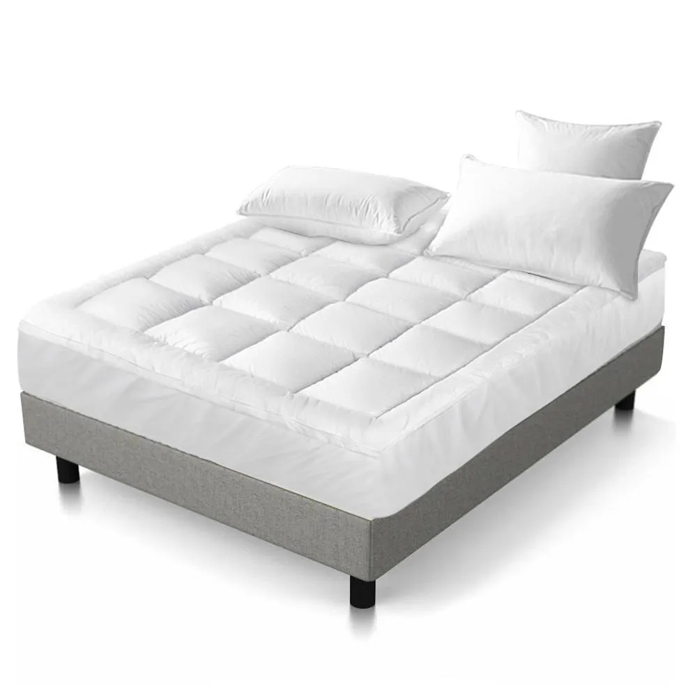 King Premium Package | Trinity Bed Grey, Luna Series Euro Top Mattress (Medium Firm) & Bamboo Mattress Topper!