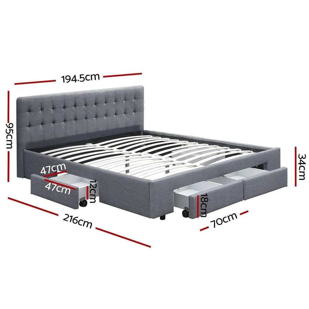 King Premium Package | Trinity Bed Grey, Luna Series Euro Top Mattress (Medium Firm) & Bamboo Mattress Topper!