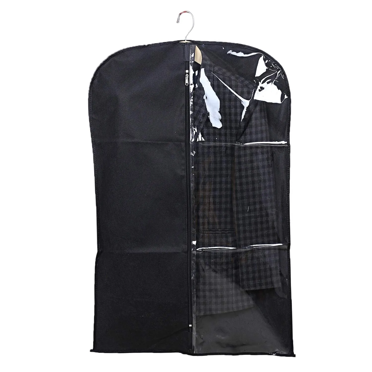 Kuber Industries Half Transparent 8 Piece Non Woven Men's Coat Blazer Cover, Black (CTKTC5500)