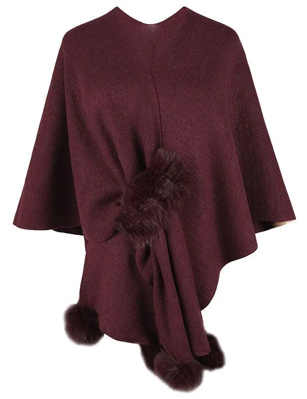 Ladies Solid Color Scarf with Faux Mink Knit Shawl SKAS4797