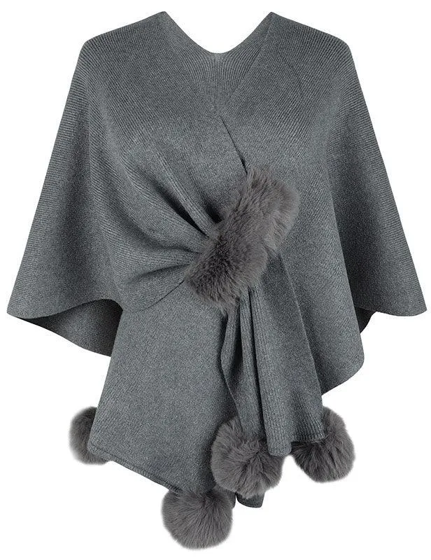 Ladies Solid Color Scarf with Faux Mink Knit Shawl SKAS4797