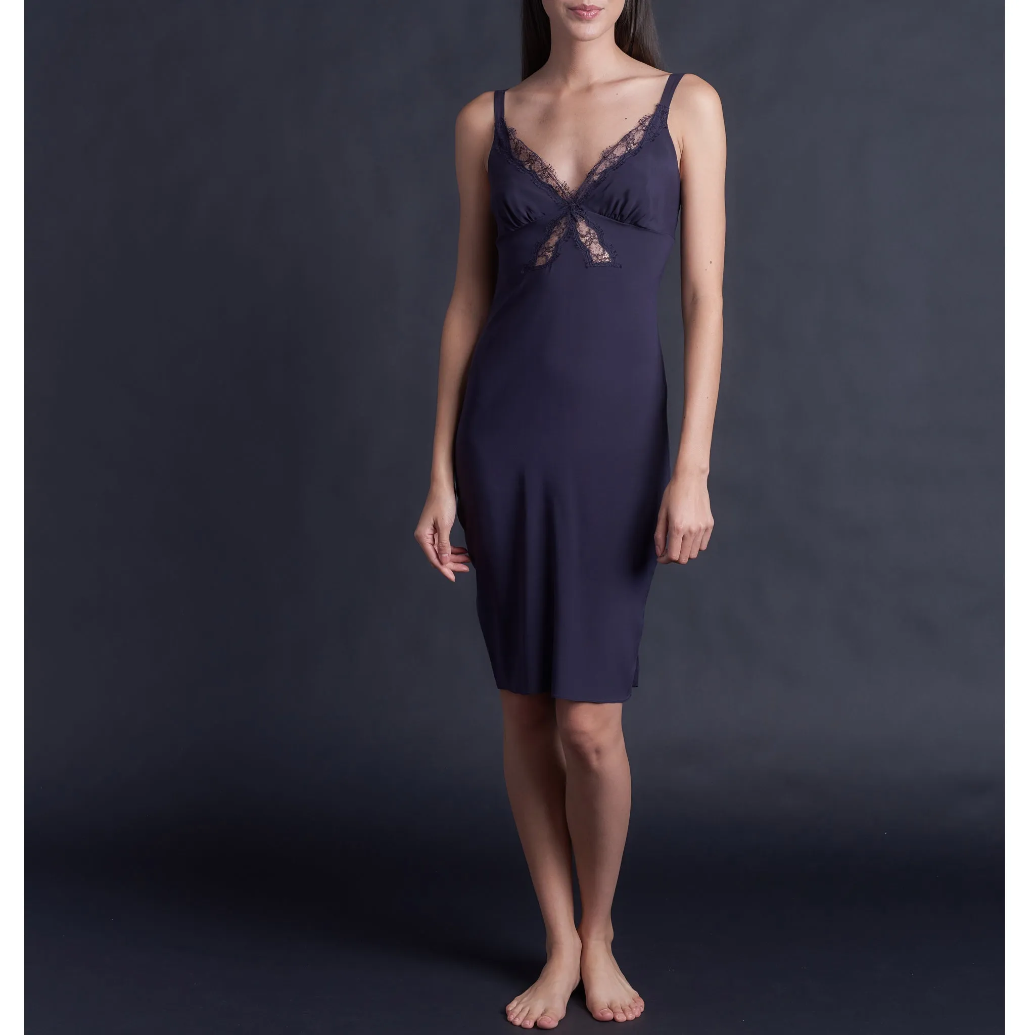 Laetitia Slip in Aubergine Stretch Silk Charmeuse