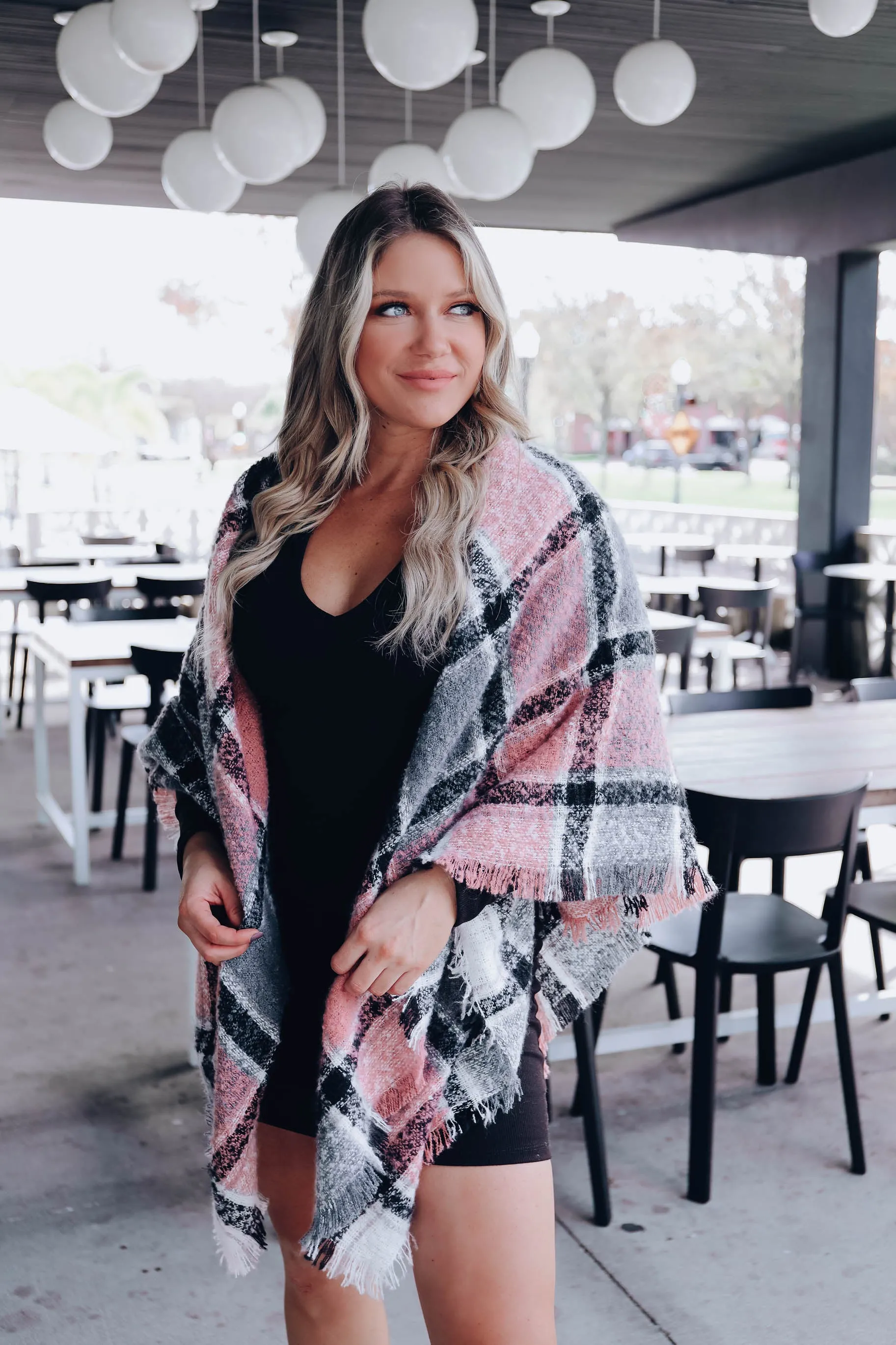 Lehi Luxe Plaid Blanket Scarf - Pink