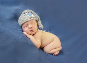 Light Gray Knit Newborn Pixie Slouch Hat