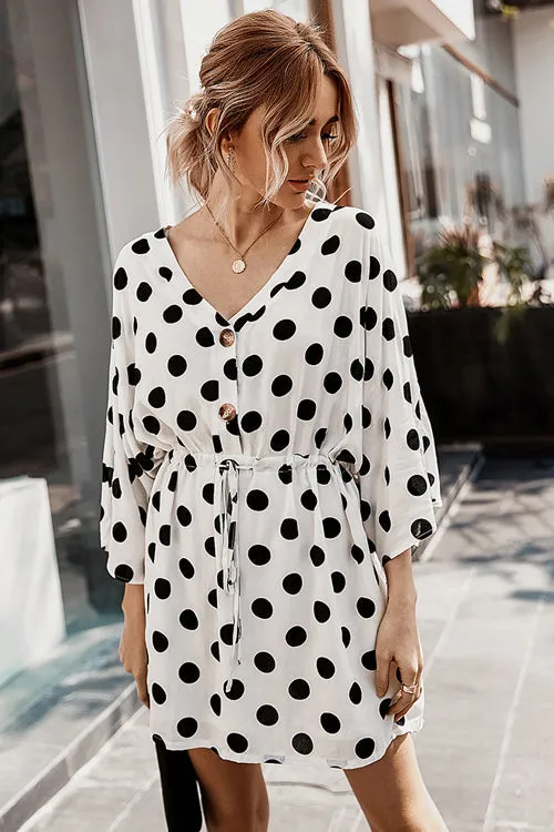 Lighthearted Occasion Button-Up Dot Mini Dress - 3 Colors