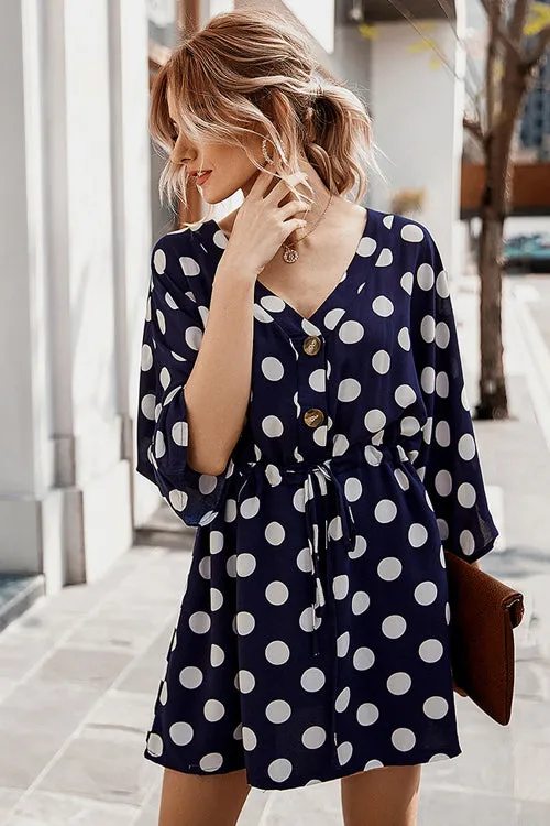 Lighthearted Occasion Button-Up Dot Mini Dress - 3 Colors