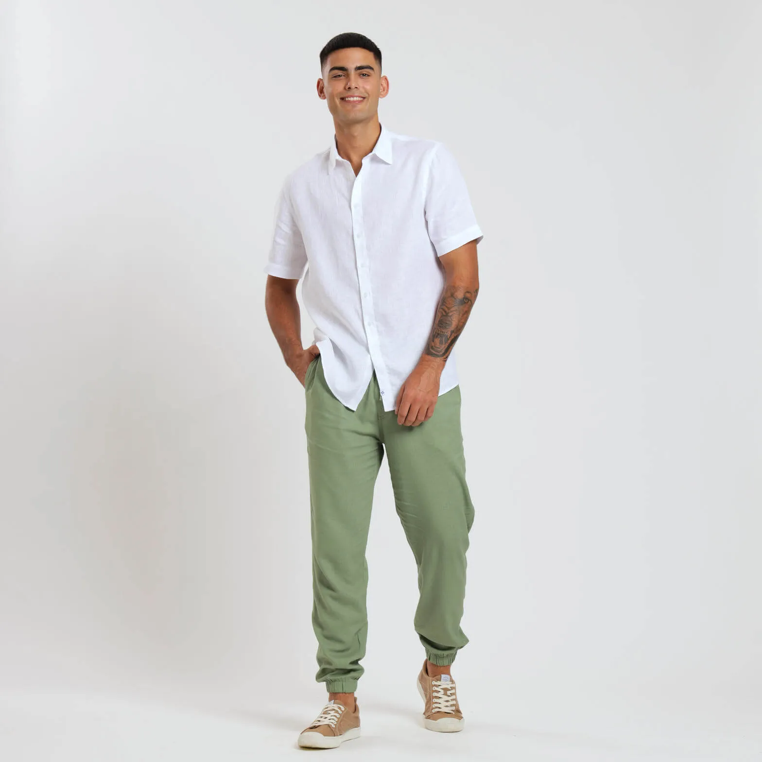 Linen Joggers | Sage