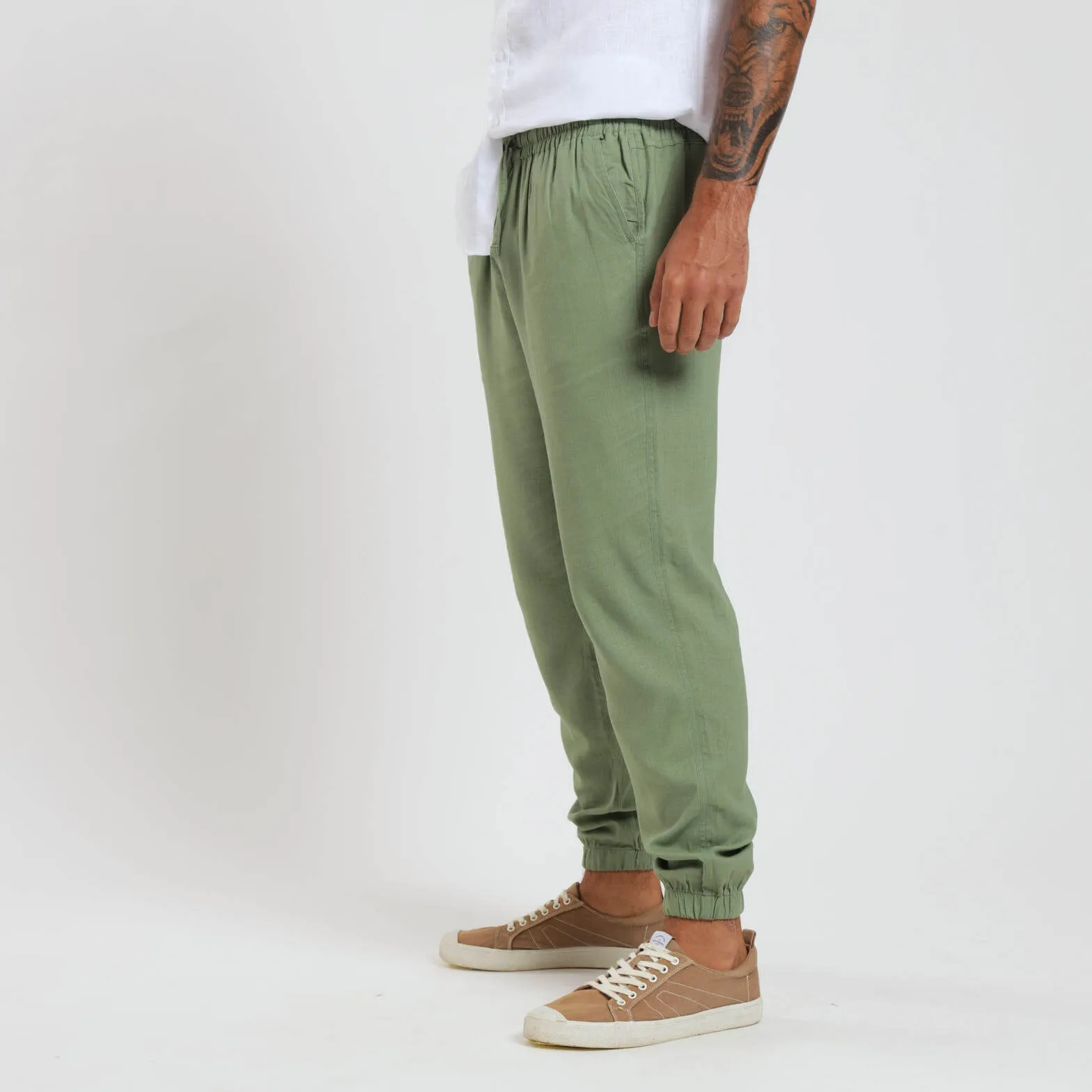 Linen Joggers | Sage