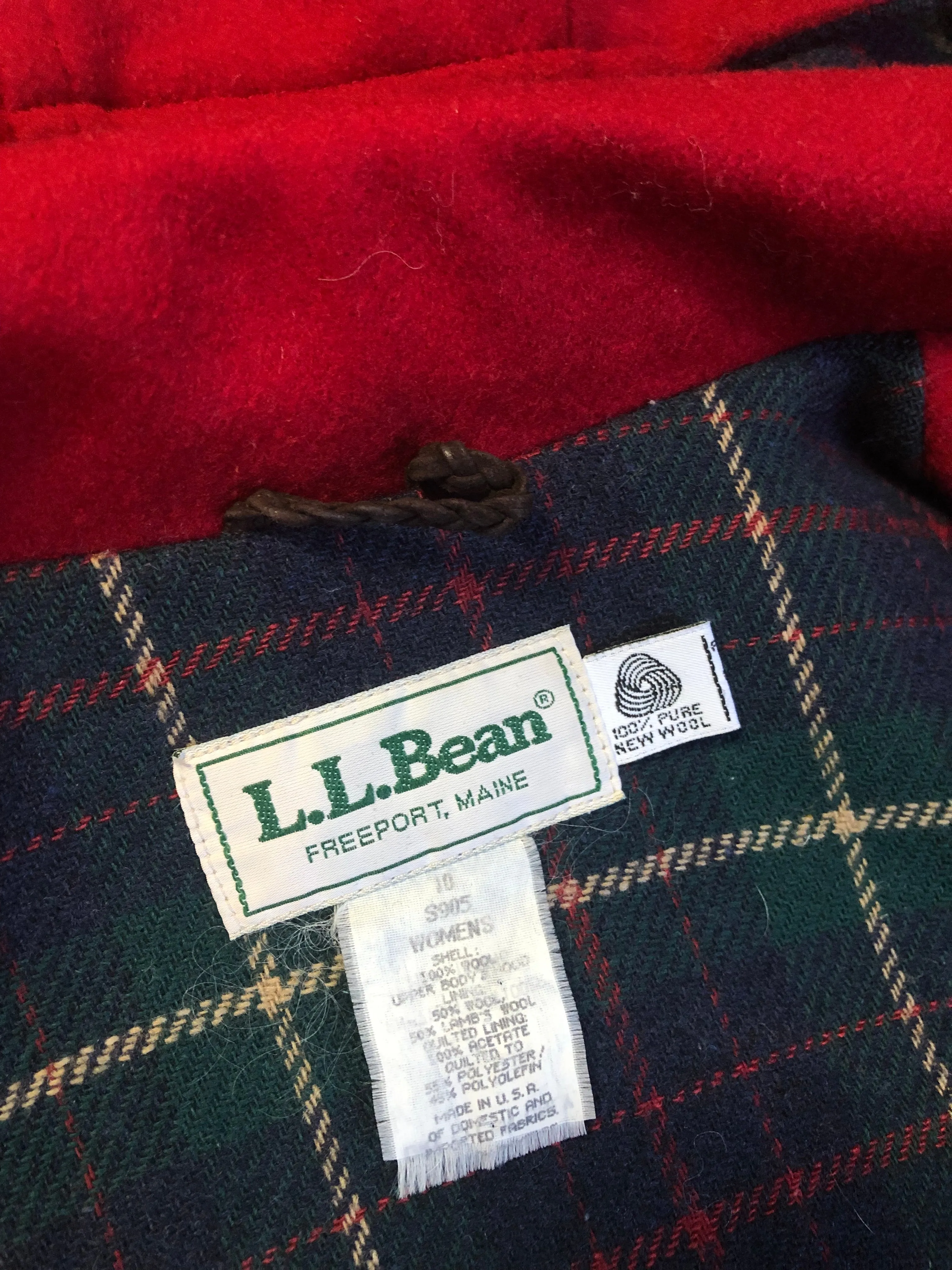 LL Bean Red Wool Duffle Coat, Made in USA SOLD