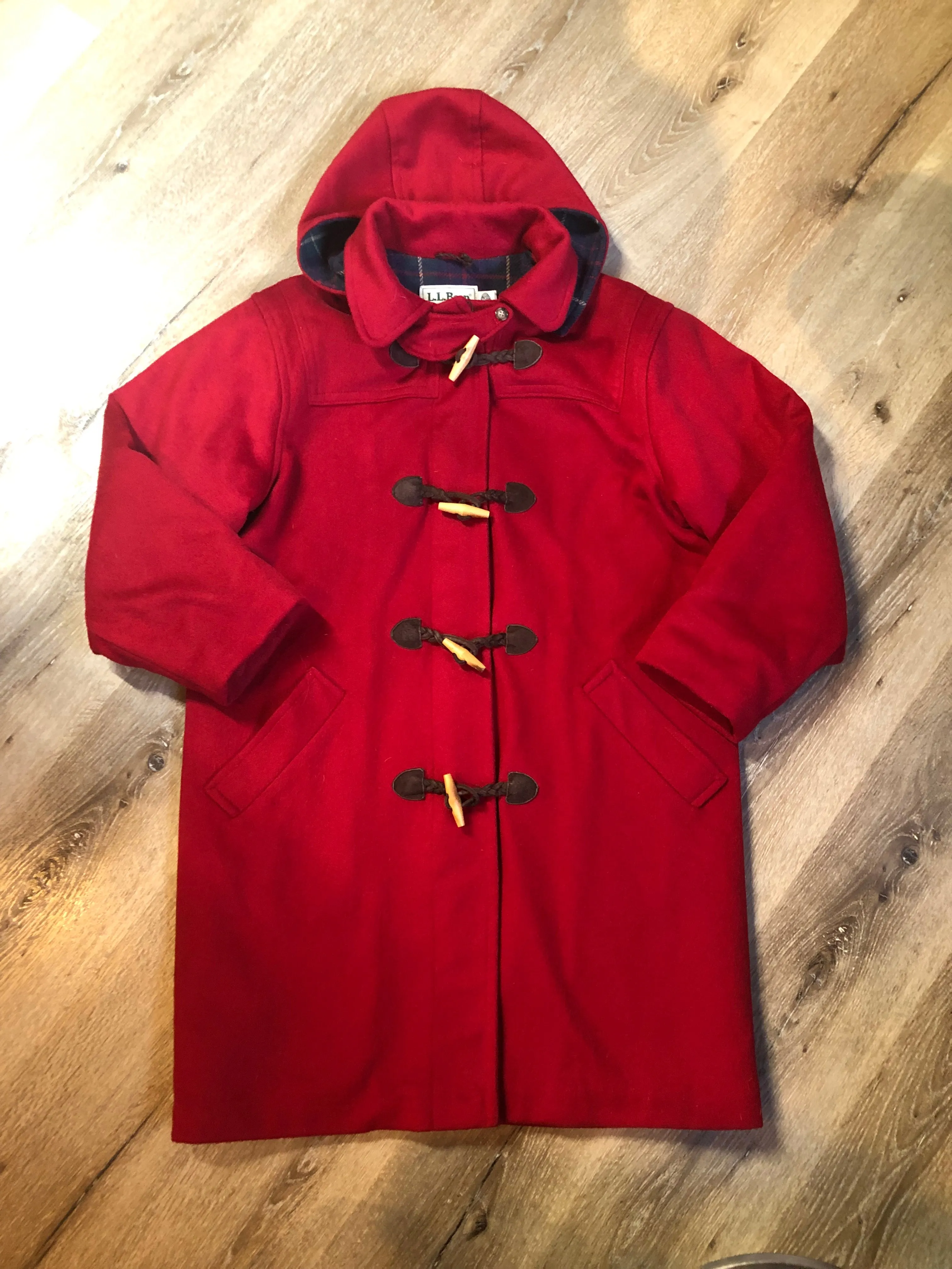 LL Bean Red Wool Duffle Coat, Made in USA SOLD