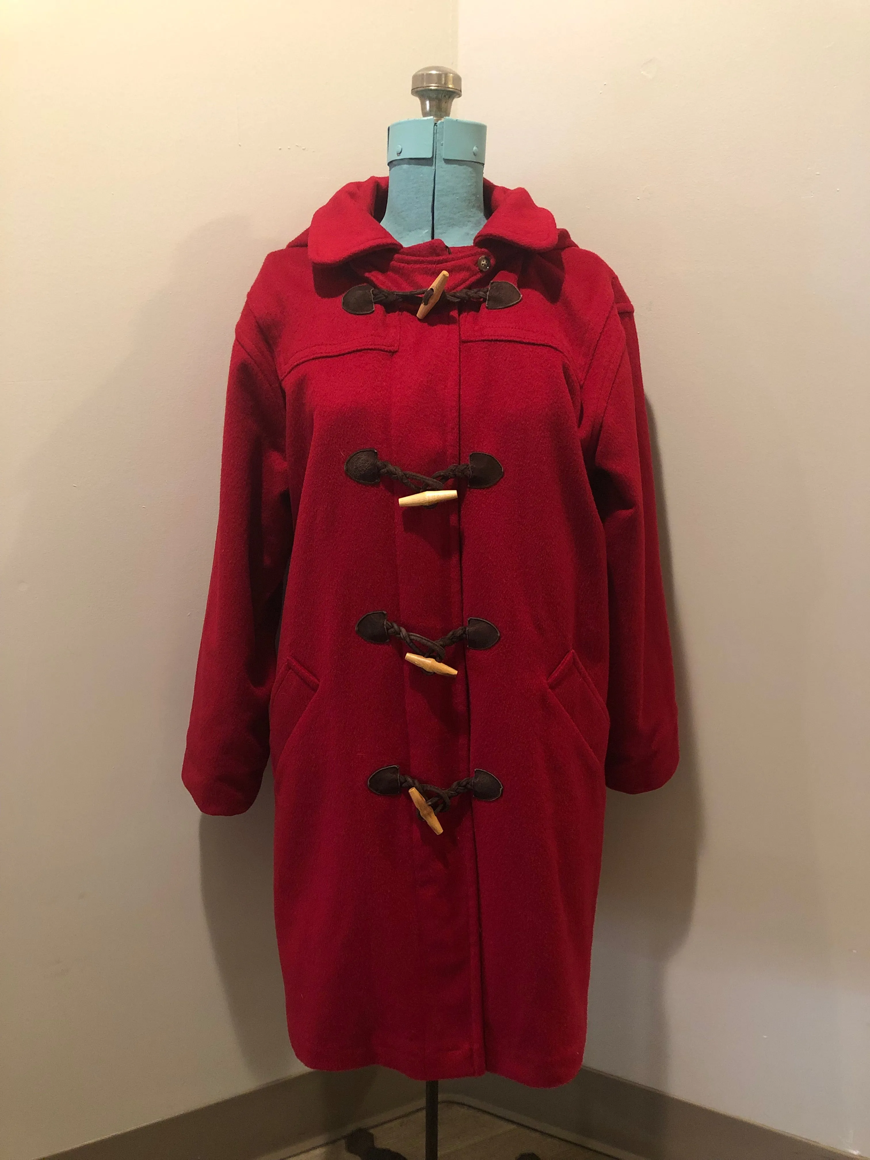 LL Bean Red Wool Duffle Coat, Made in USA SOLD