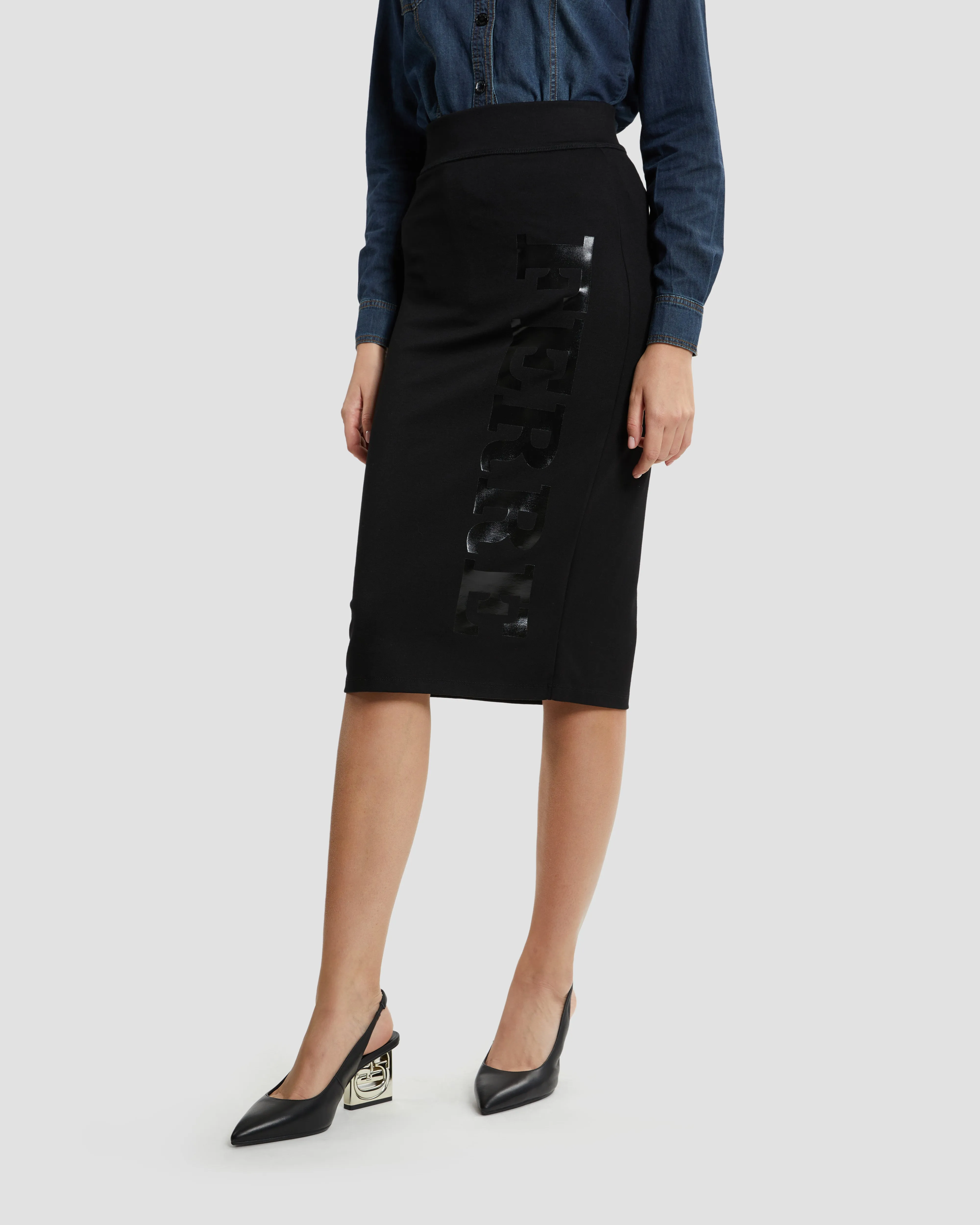 Logo Print Pencil Skirt