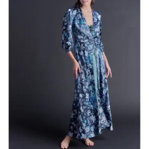 Long Maia Duster in Stately Bouquet Liberty Print Silk Satin