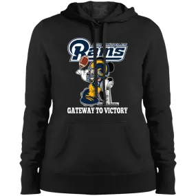 Los Angeles Rams Gateway To Victory Super Bowl 2019 Mickey Mouse Football Nfl Women Hooded Sweatshirt