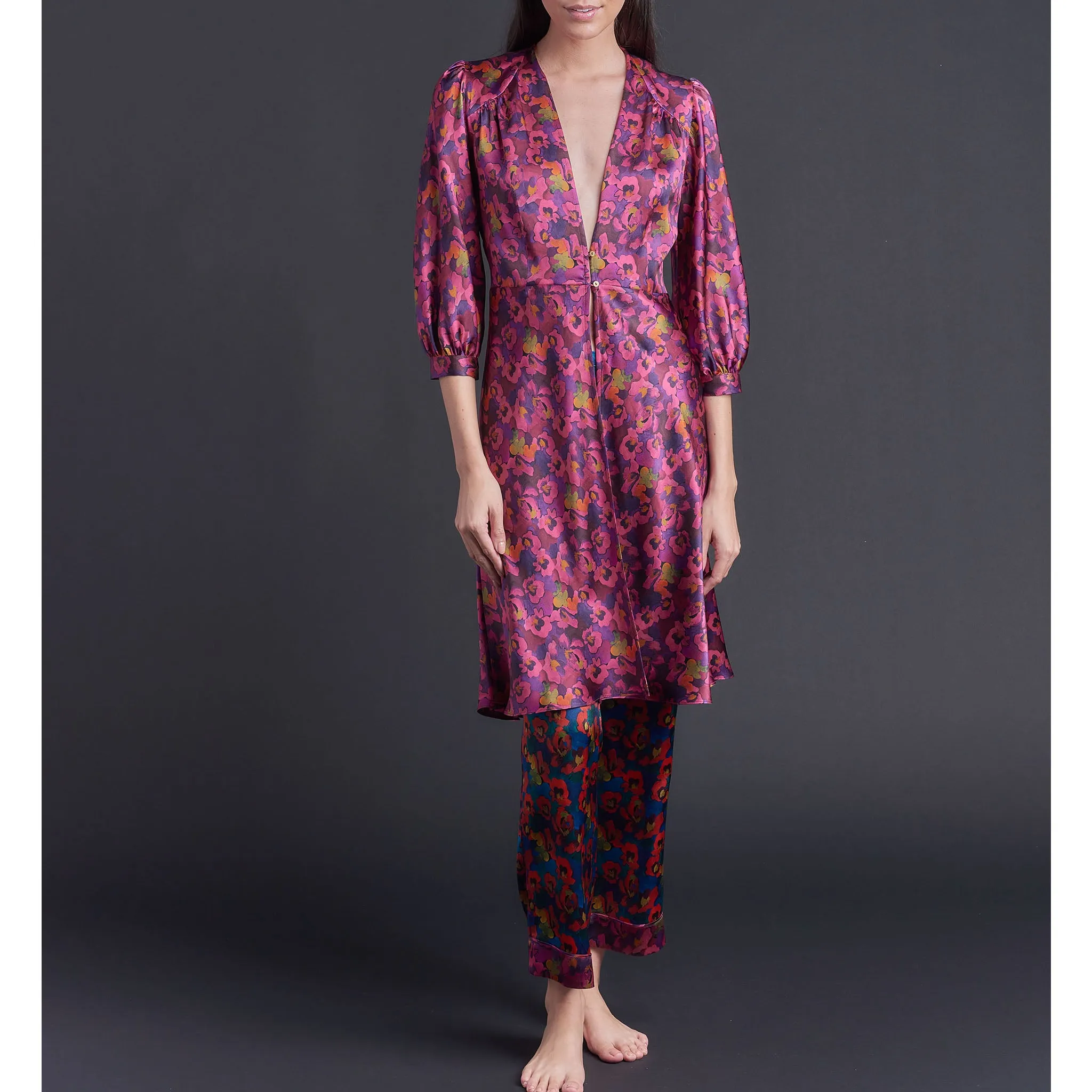 Maia Duster in Gemma Rose Liberty Print Silk Satin