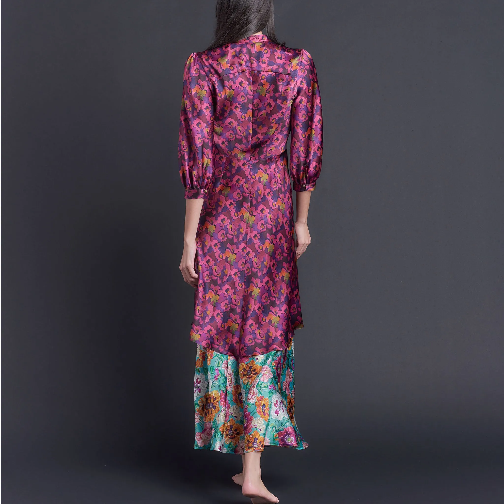 Maia Duster in Gemma Rose Liberty Print Silk Satin