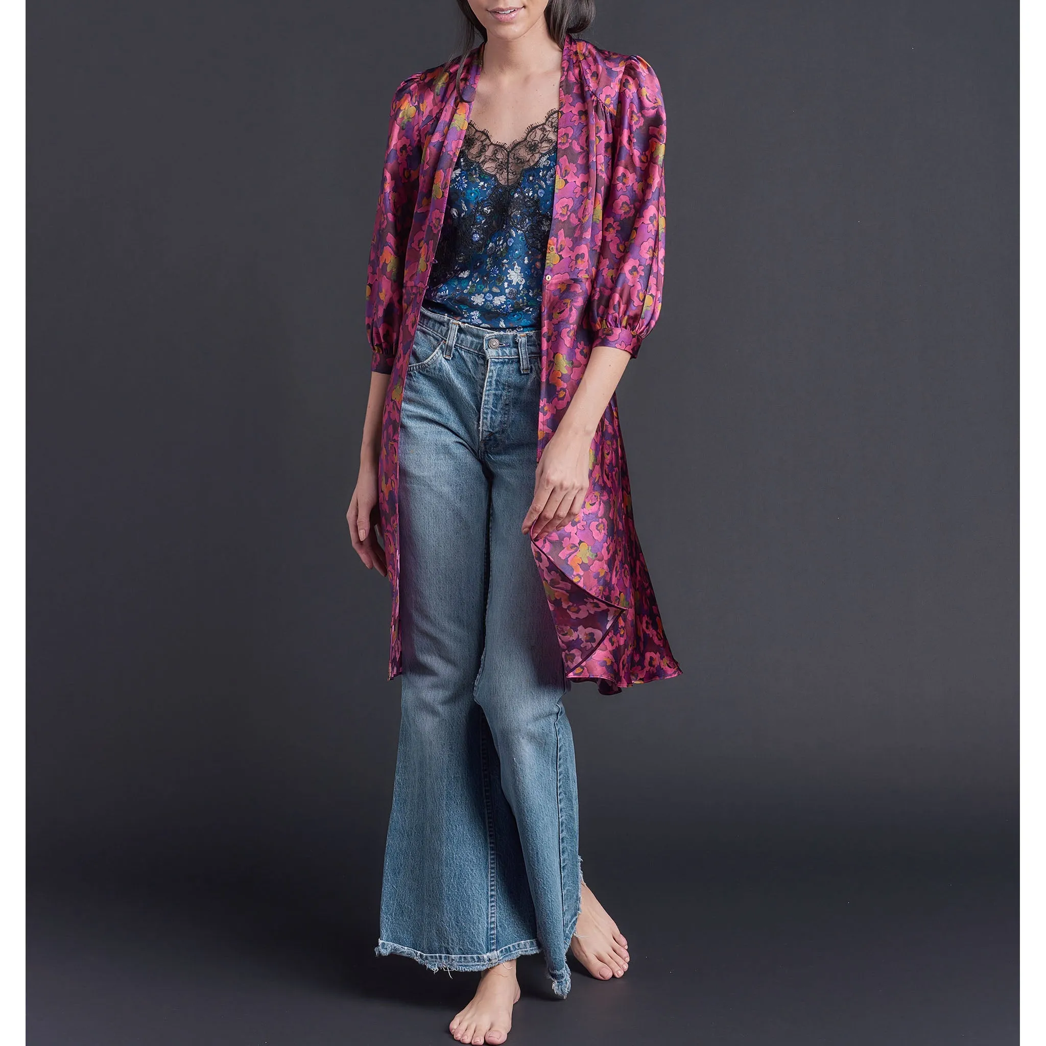 Maia Duster in Gemma Rose Liberty Print Silk Satin