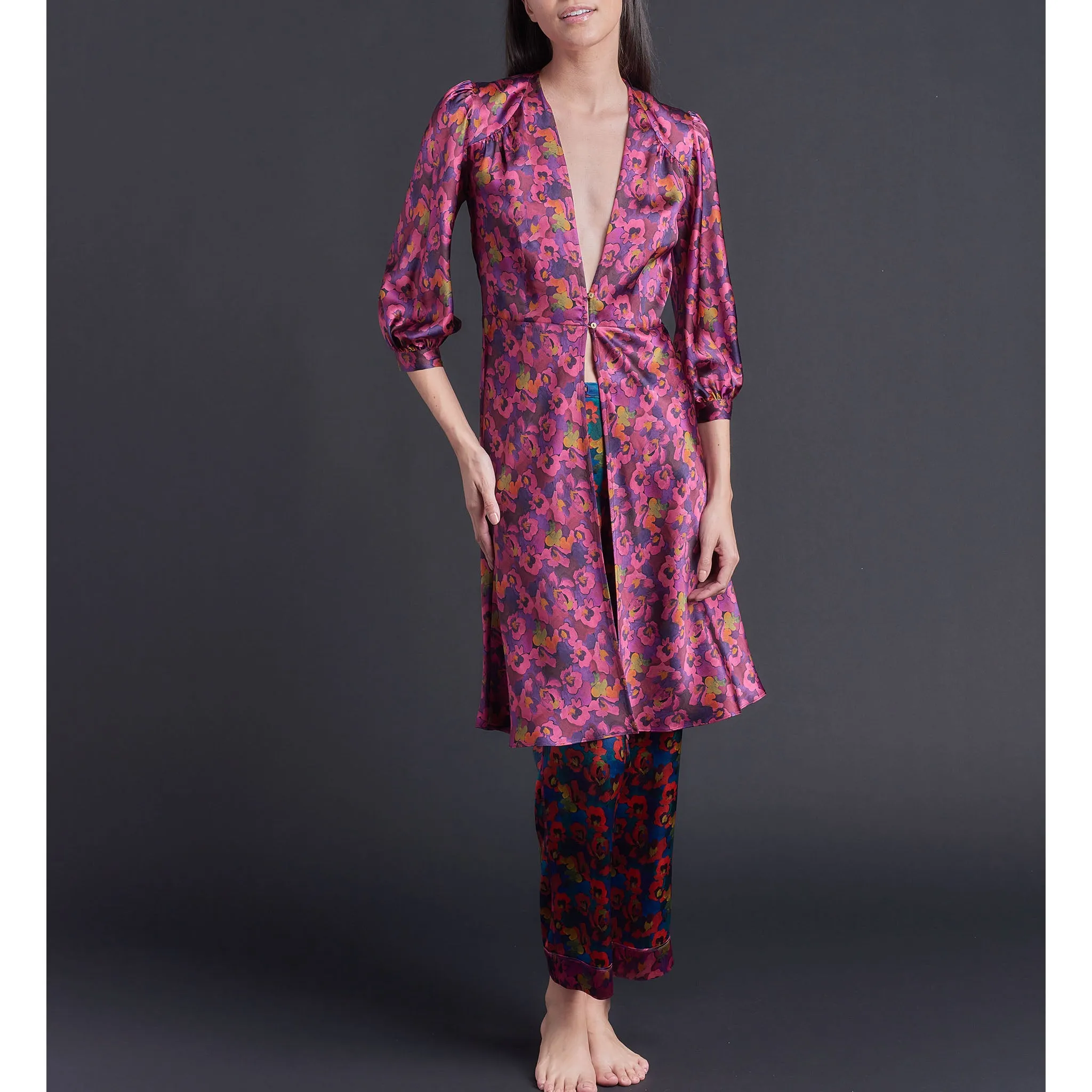 Maia Duster in Gemma Rose Liberty Print Silk Satin