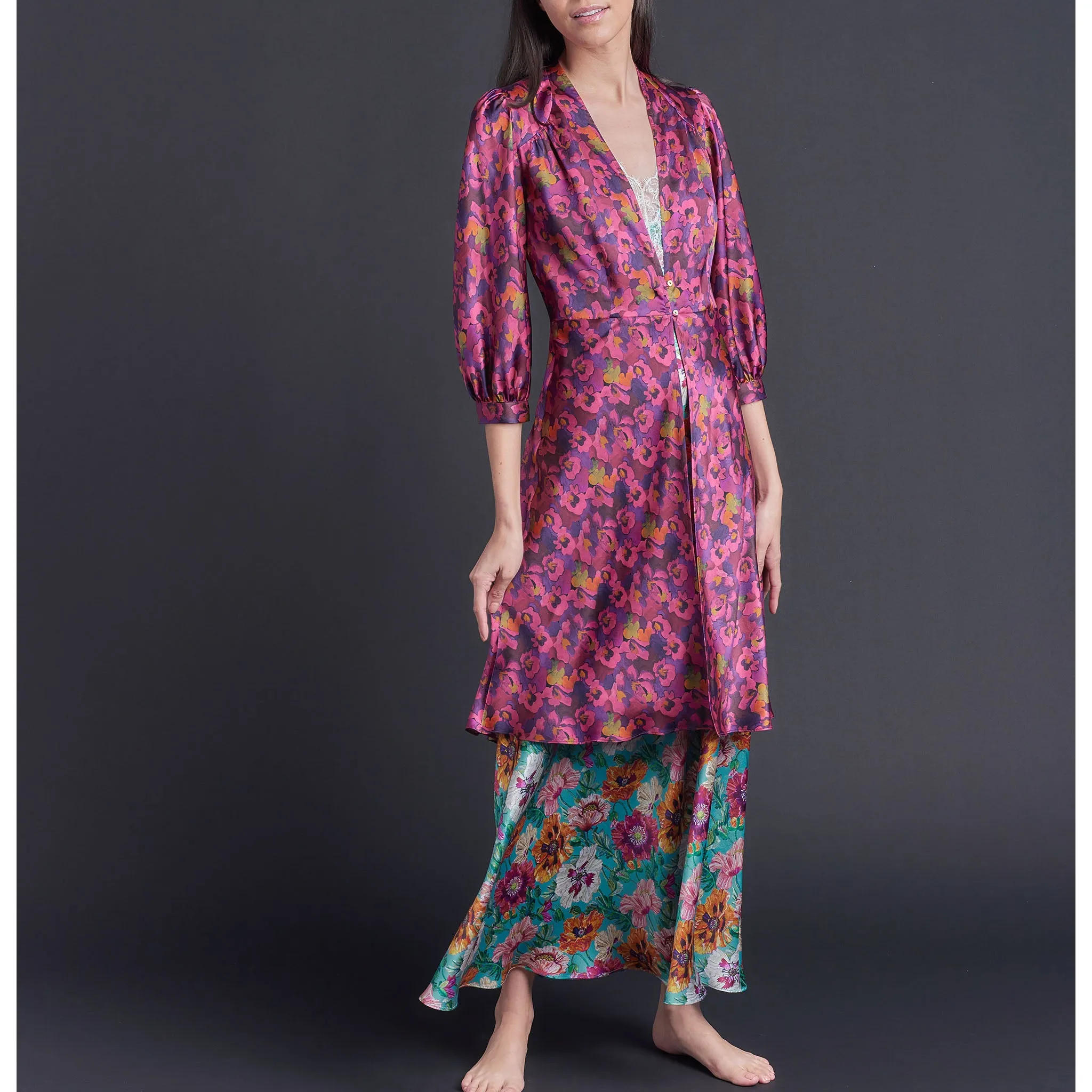 Maia Duster in Gemma Rose Liberty Print Silk Satin