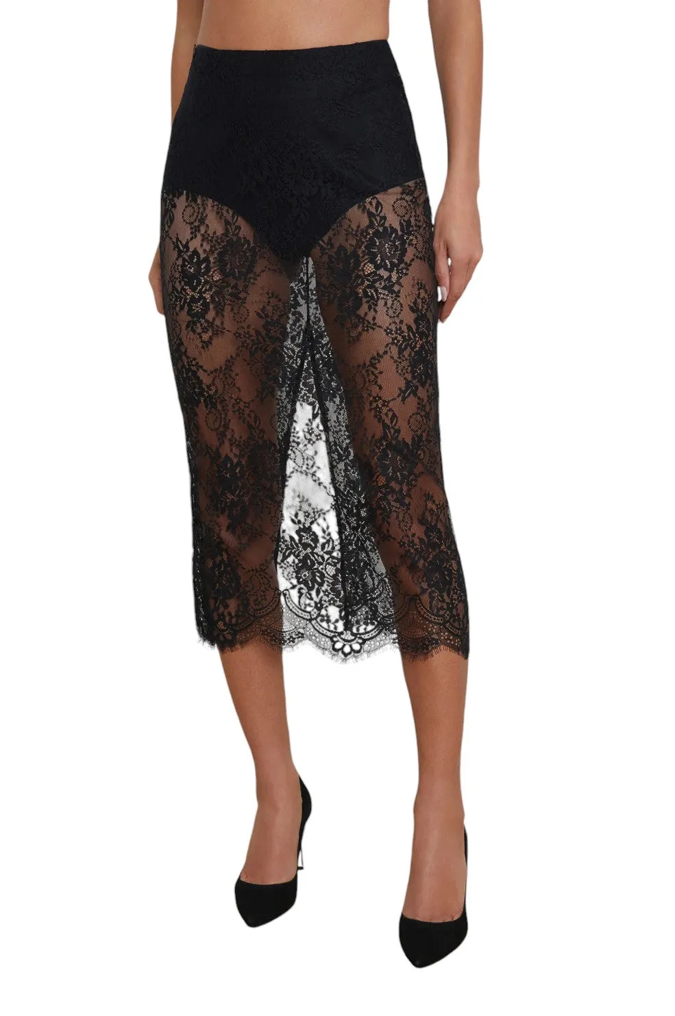 Makena Lace Pencil Skirt - Black