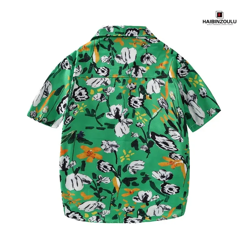 Men's Short Sleeve Printed Shirts Hawaiian Style Clothes Oversize Tops Seaside Holiday Personalized Clothing