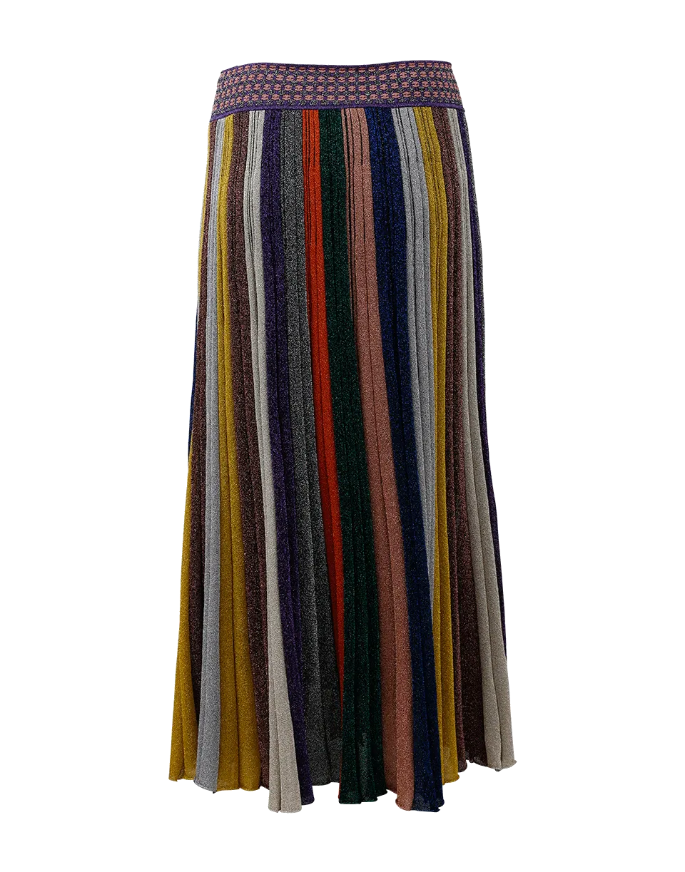 Mid Length Lamé Skirt