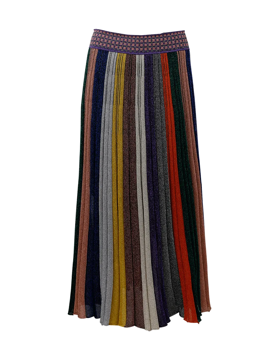 Mid Length Lamé Skirt