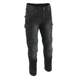 Milwaukee Leather MDM5011 Men's Black Knee Flex Armored Straight Cut Motorcycle Denim Jeans Reinforced with Aramid Fibers