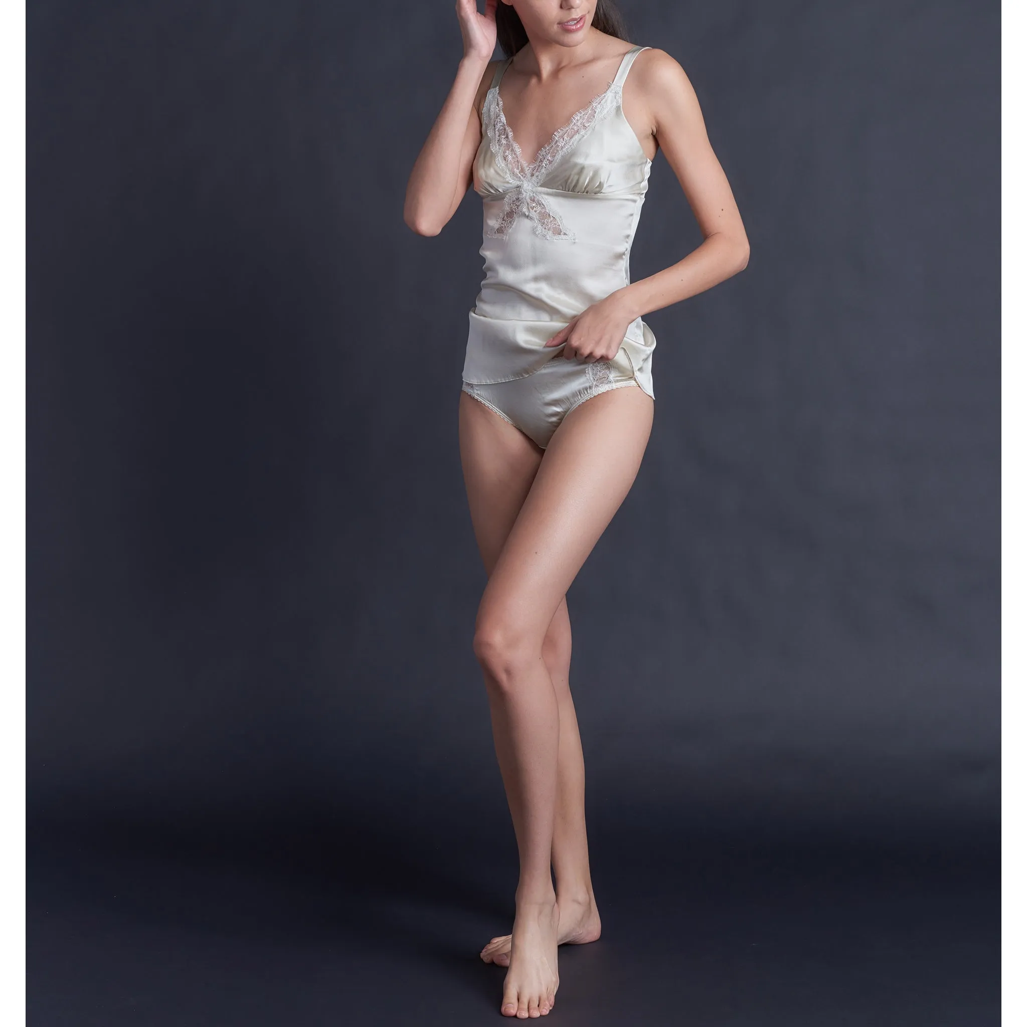 Minerva Camisole in Pearl Stretch Silk Charmeuse