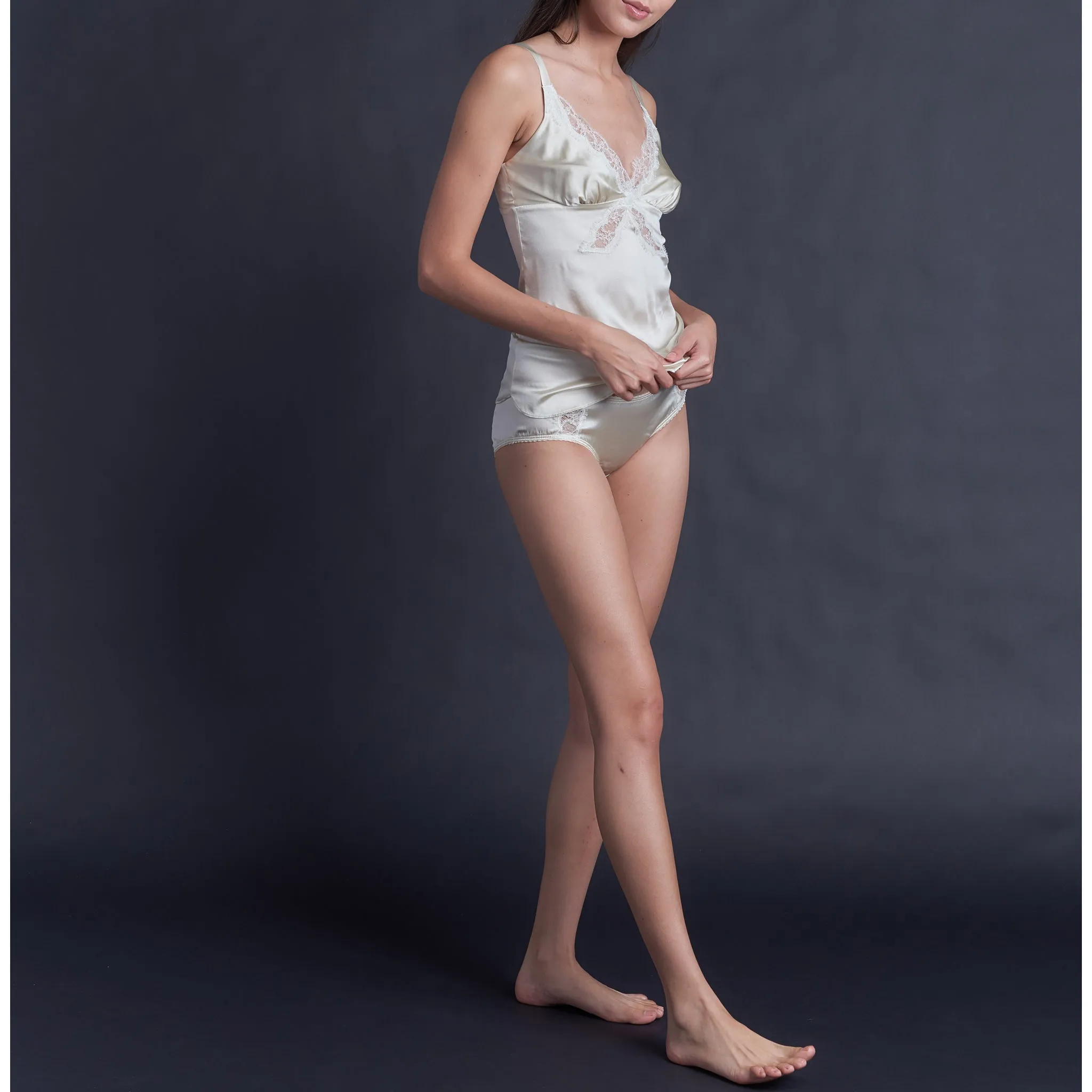 Minerva Camisole in Pearl Stretch Silk Charmeuse