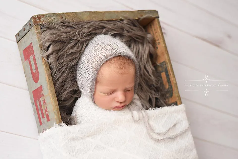 Mohair Pocket Pants and Hat Set in Cream and Gray