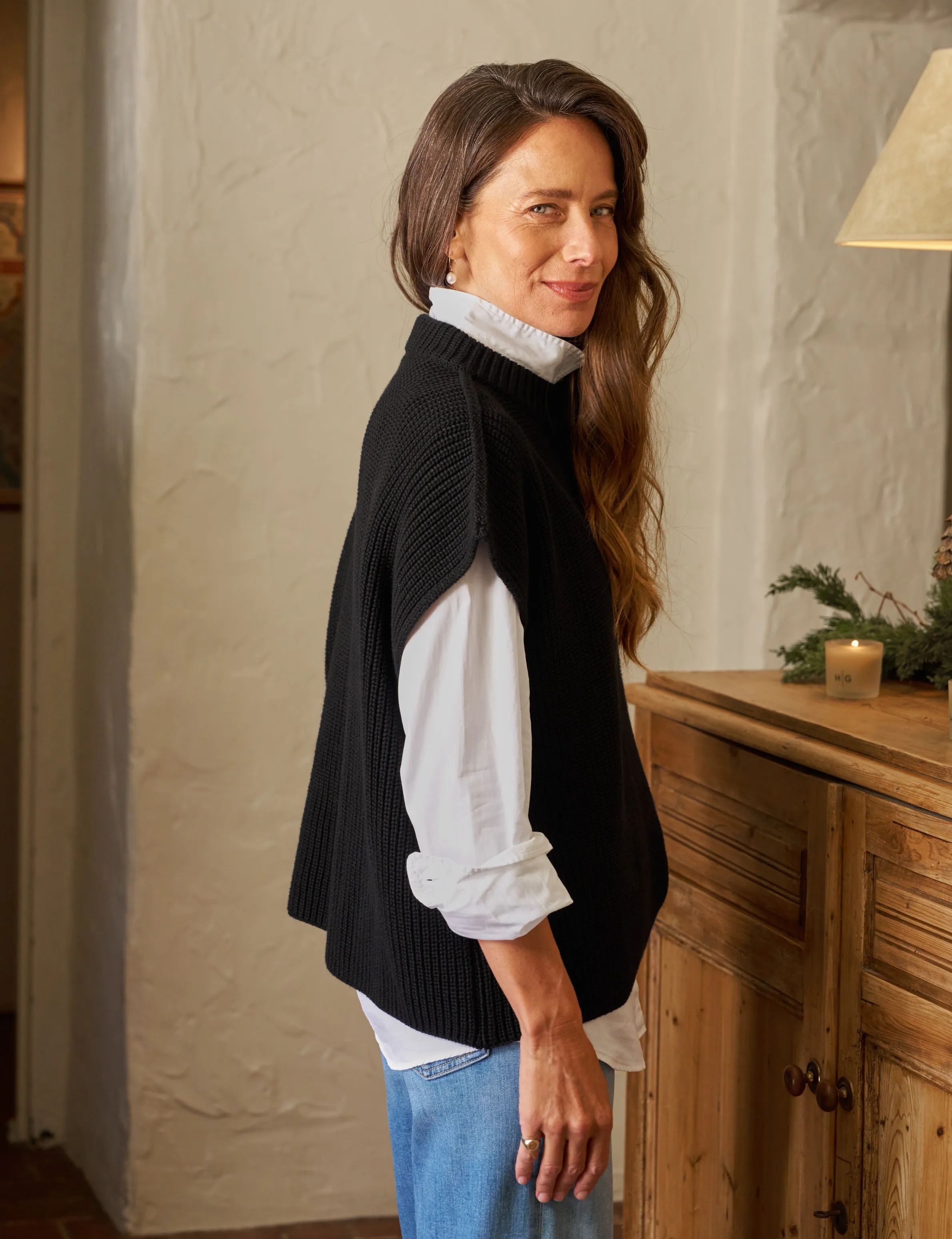 MONTECITO VEST Black, Pure Italian Cotton