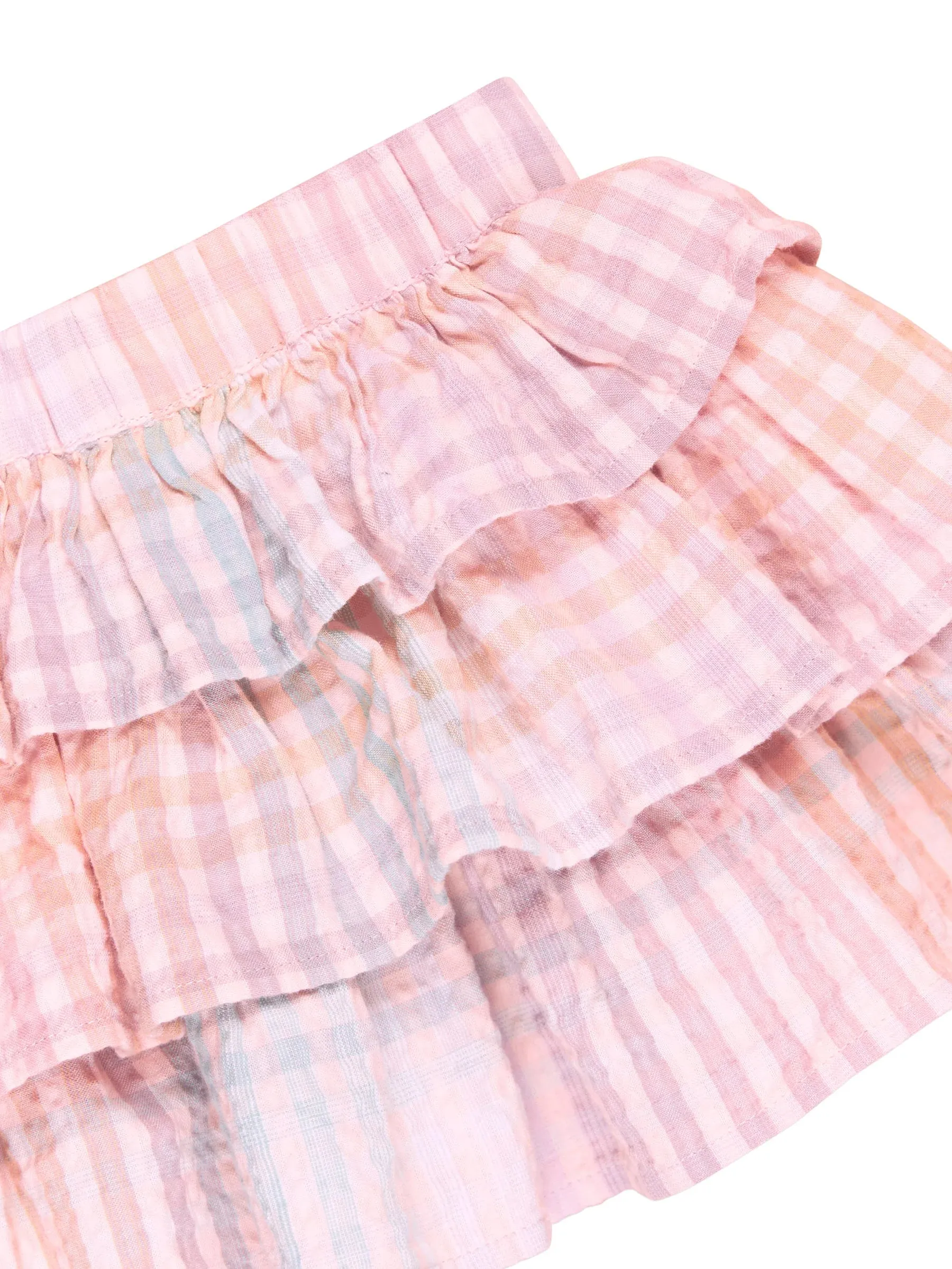 Multicolor Baby Rainbow Check Frill Skirt