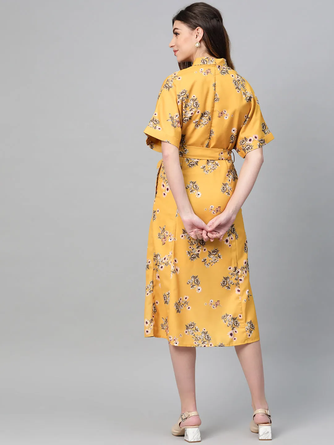 Mustard Floral Shirt Dress