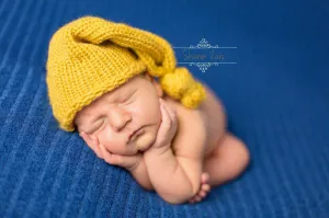 Mustard Yellow Newborn Knit Pixie Slouch Hat