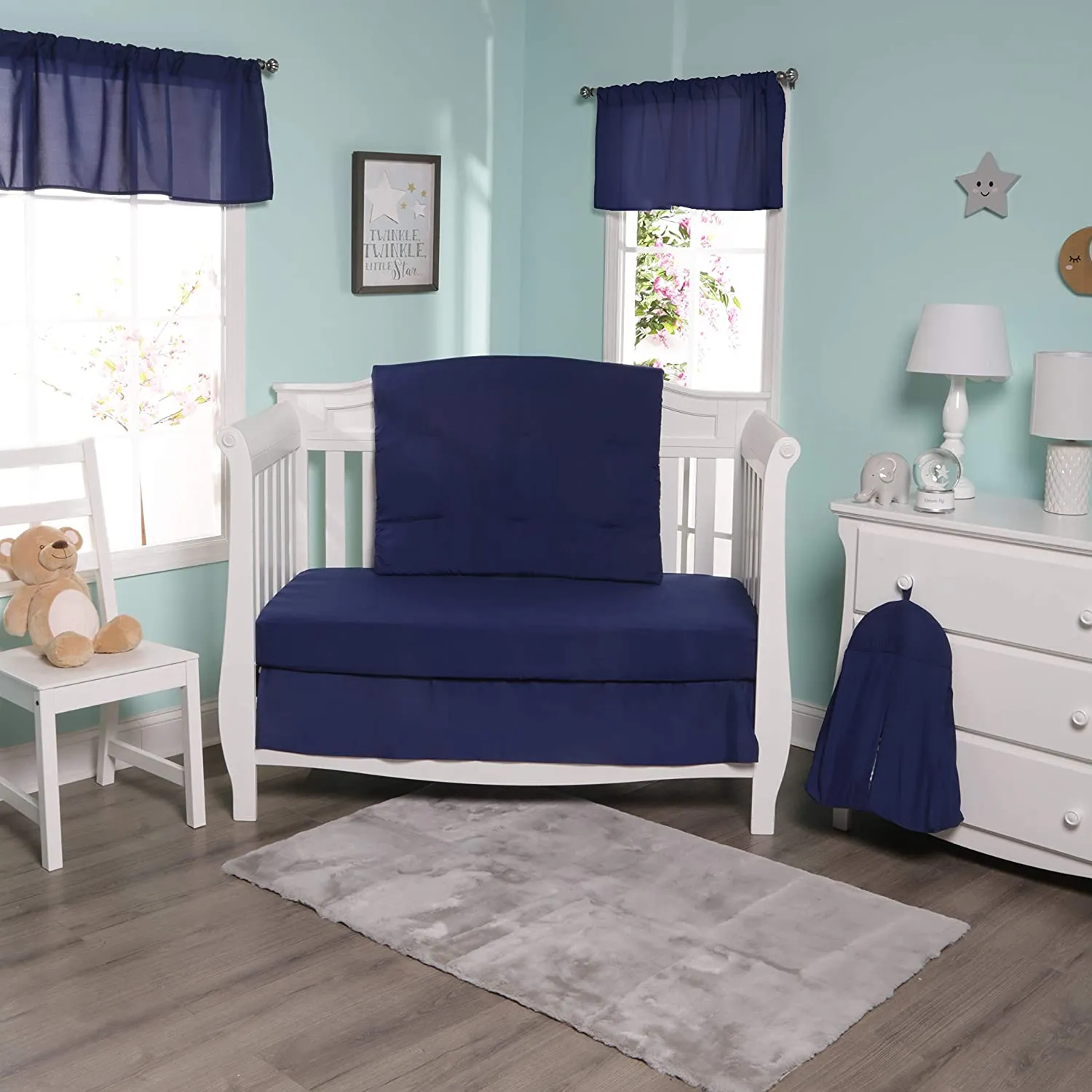 Navy 4 Piece Crib Bedding Set