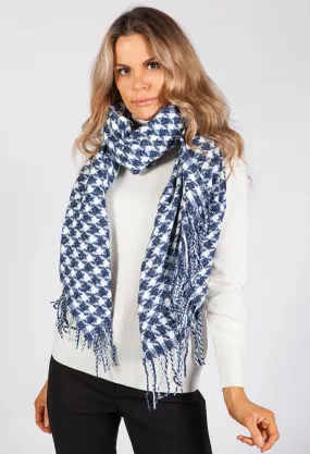 Navy Hounds Tooth Scarf