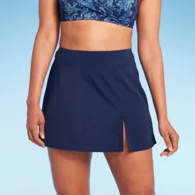 New - Lands' End Women's UPF 50 Tummy Control Swim Skirt - Navy Blue XS