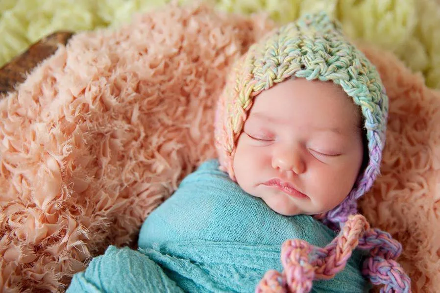 Newborn Bonnet Hat in Pink Purple Blue Green