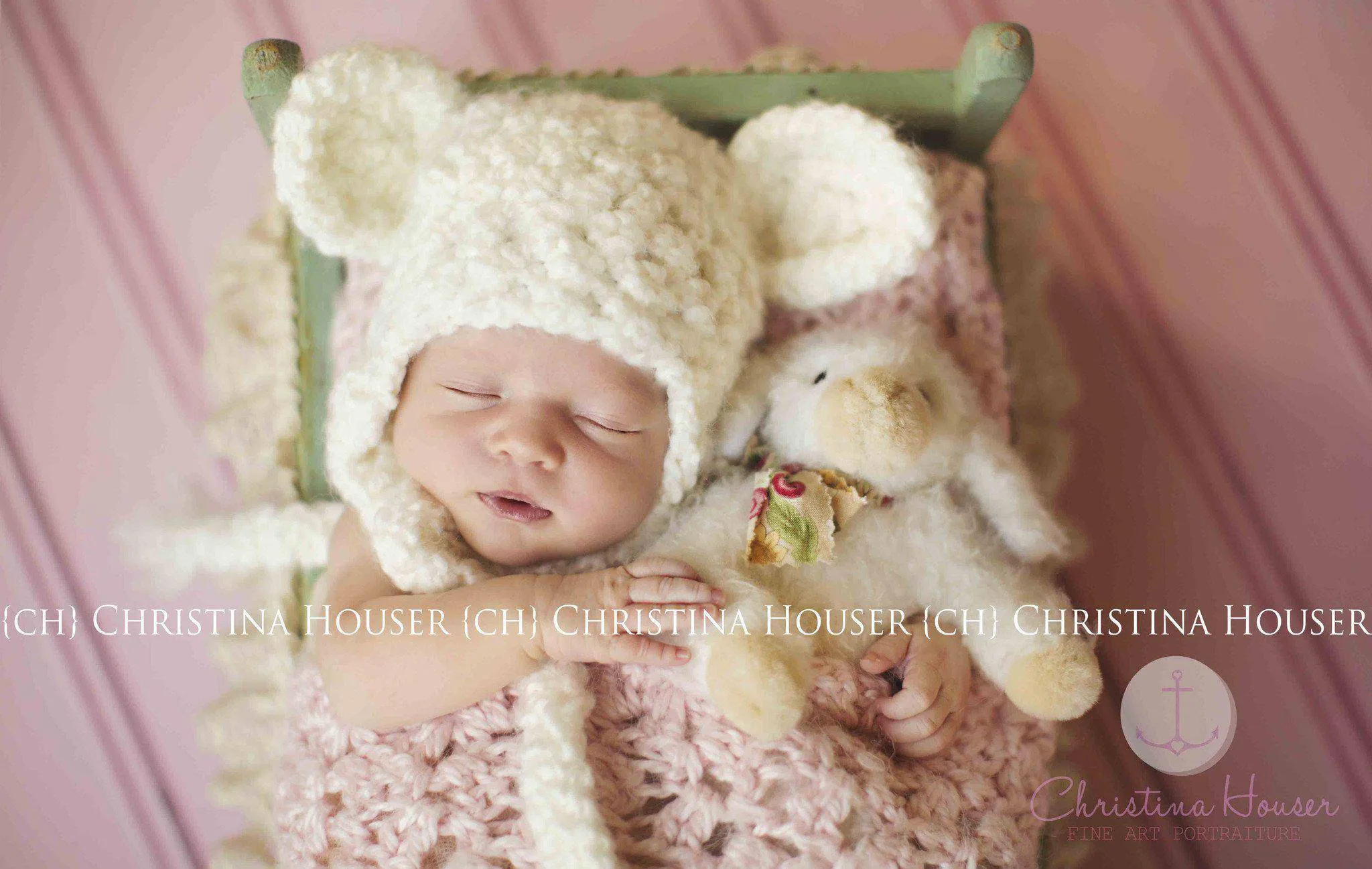 Newborn Cream Earflap Teddy Bear Hat