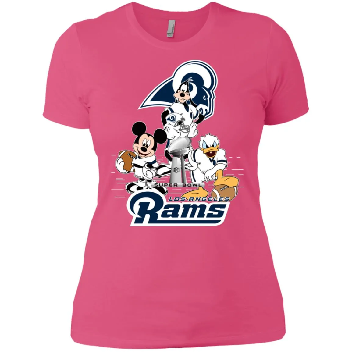 Nfl – Los Angeles Rams Donald Duck Goofy Mickey Mouse Super Bowl 2019 Football Women Cotton T-Shirt