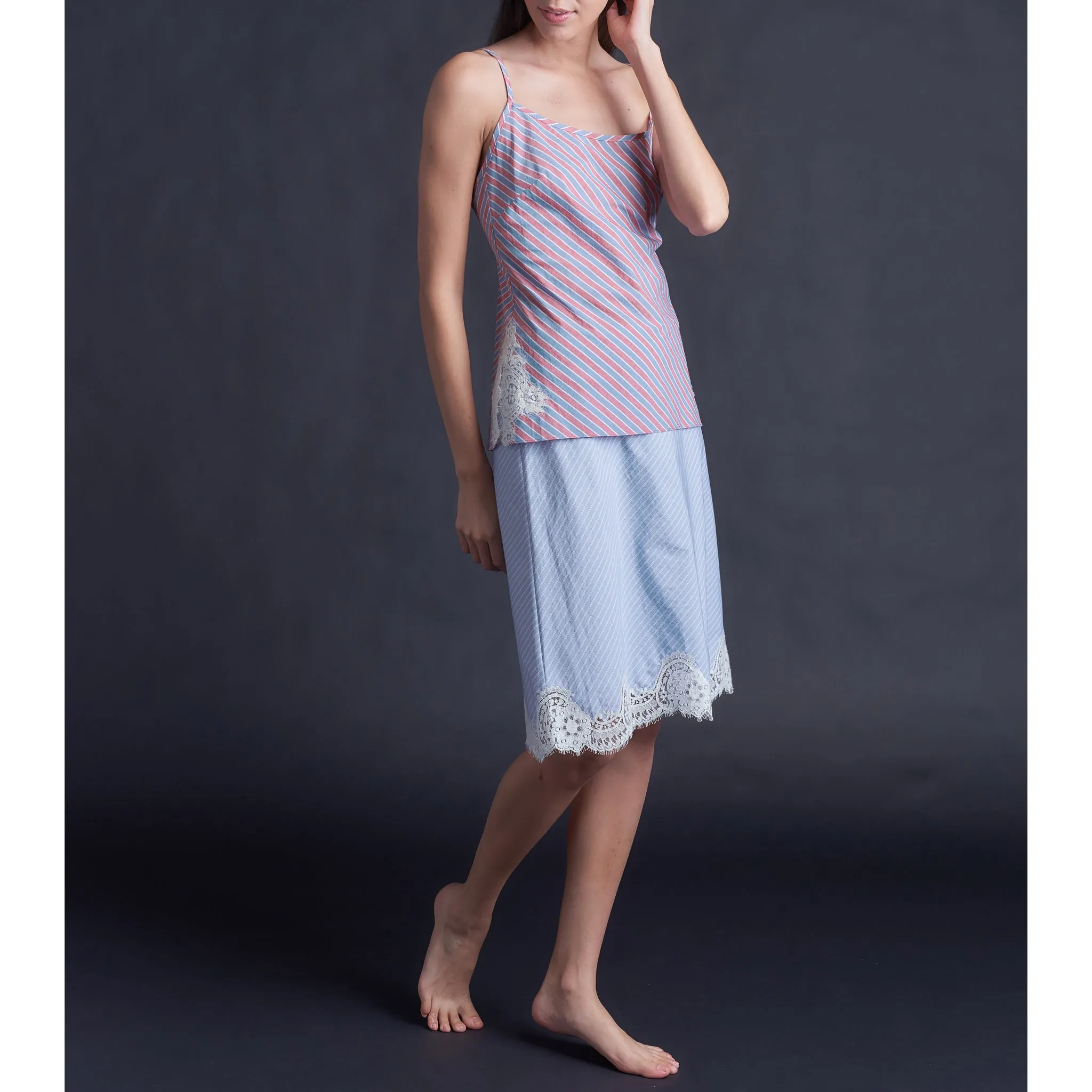 Olwen Camisole in Italian Cotton Red Stripe