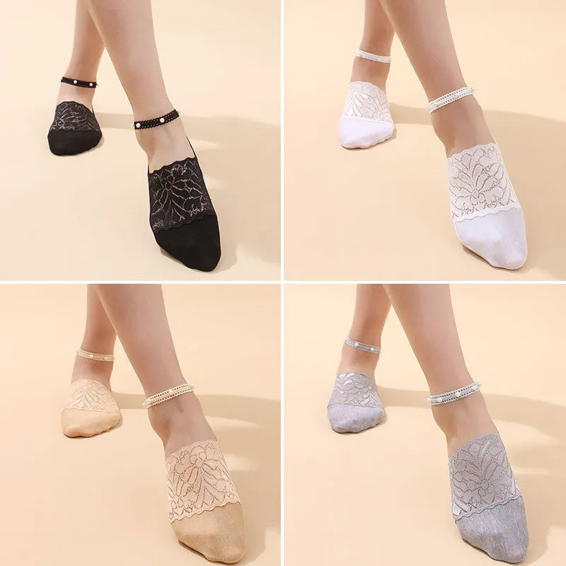 Pearl Lace Anti-slip Comfy Invisible Socks