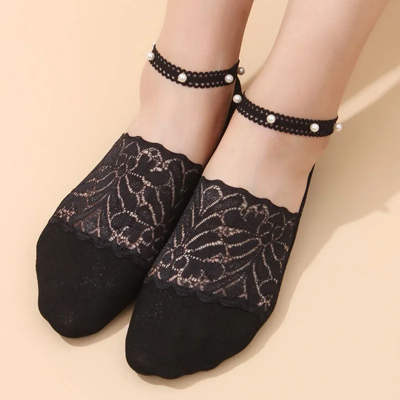 Pearl Lace Anti-slip Comfy Invisible Socks