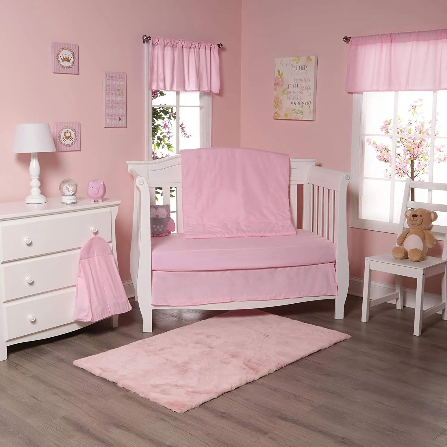 Pink 4 Piece Crib Bedding Set