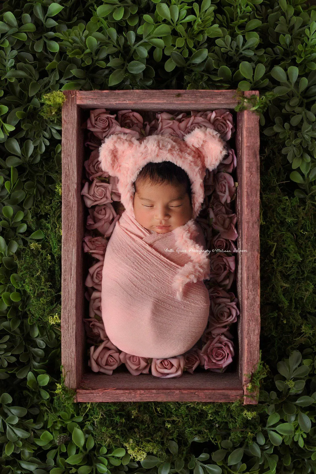 Pink Faux Fur Newborn Teddy Bear Hat