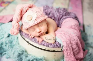 Pink Knit Newborn Pixie Slouch Hat