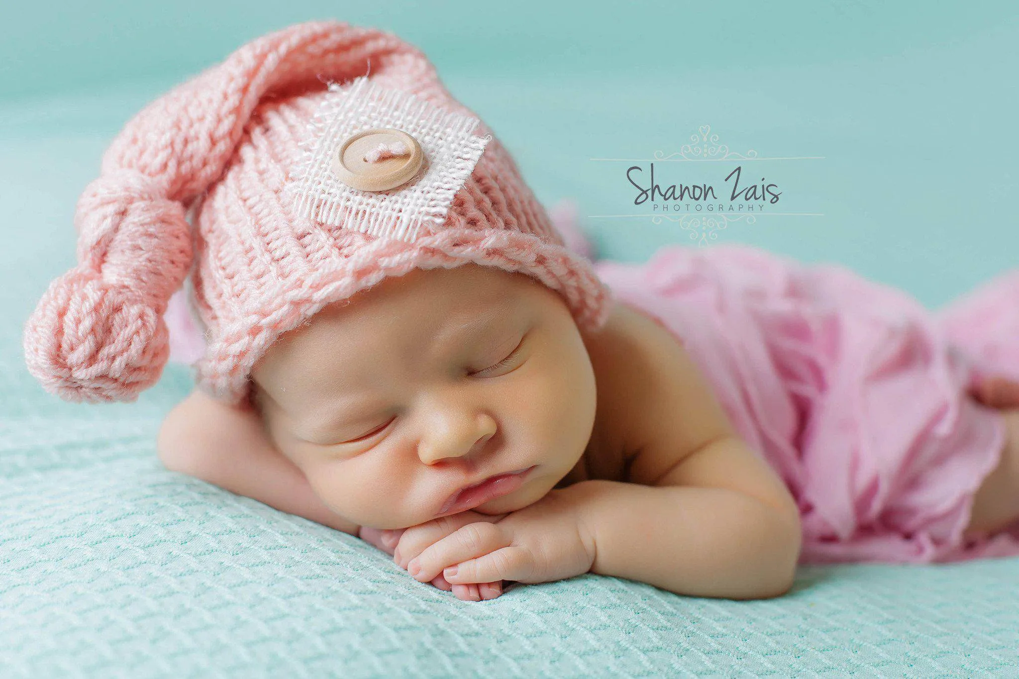 Pink Knit Newborn Pixie Slouch Hat