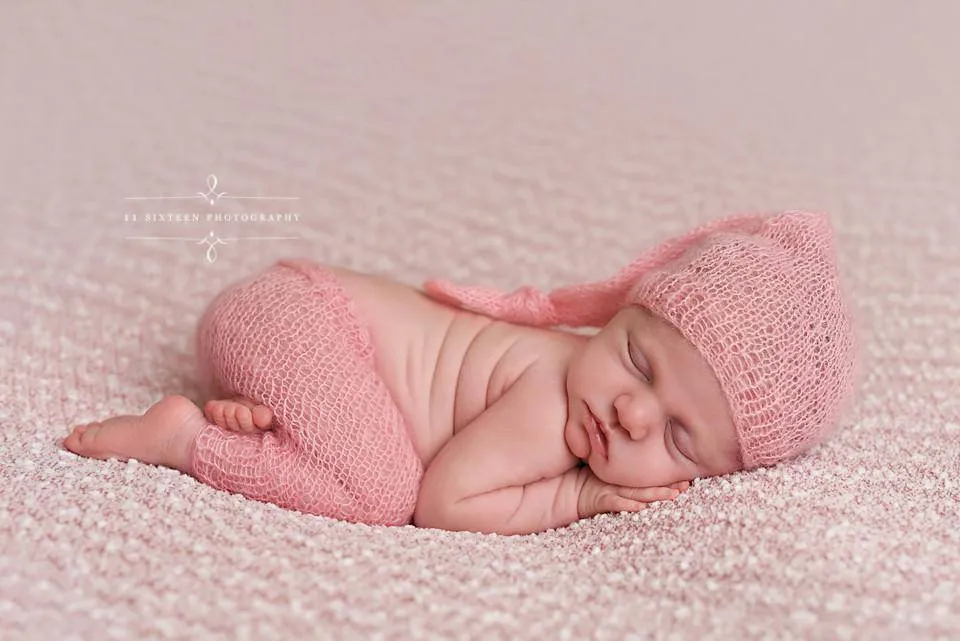 Pink Mohair Knot Hat and Shorts Set