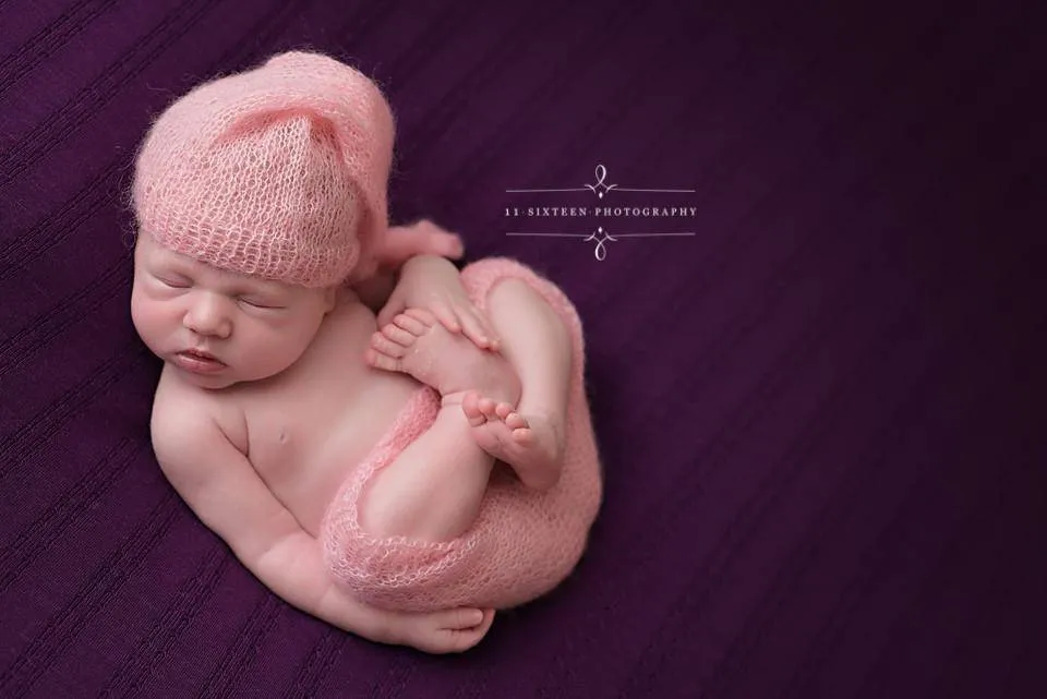 Pink Mohair Knot Hat and Shorts Set